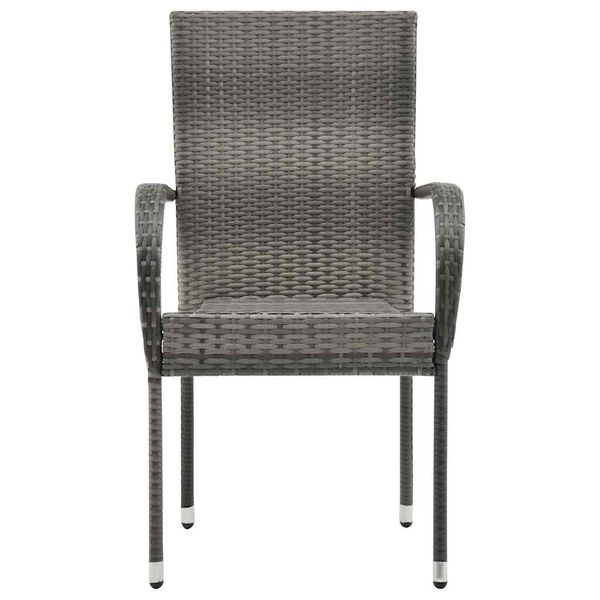 vidaXL Chaises empilables d'extérieur lot de 2 Gris Résine tressée