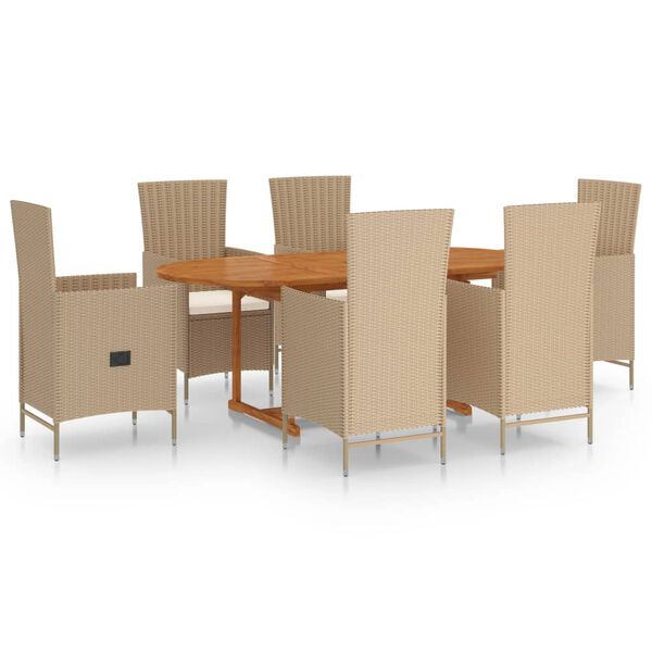 vidaXL Ensemble à manger de jardin 7 pcs Résine tressée Beige