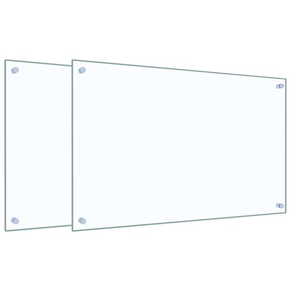 vidaXL Dosserets de cuisine 2 pcs transparent 80x50 cm verre tremp&eacute;