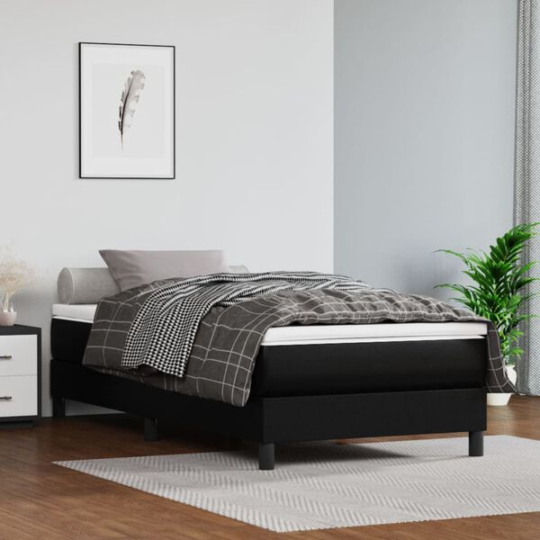 vidaXL Sommier à lattes de lit et matelas noir 100x203cm XL similicuir