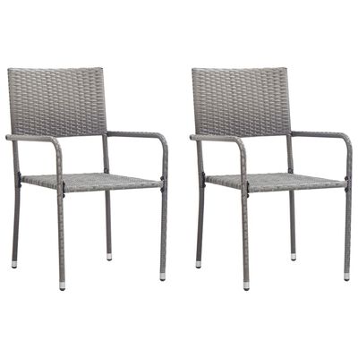 vidaXL Chaises de salle à manger d'extérieur 2 pcs Résine tressée Gris