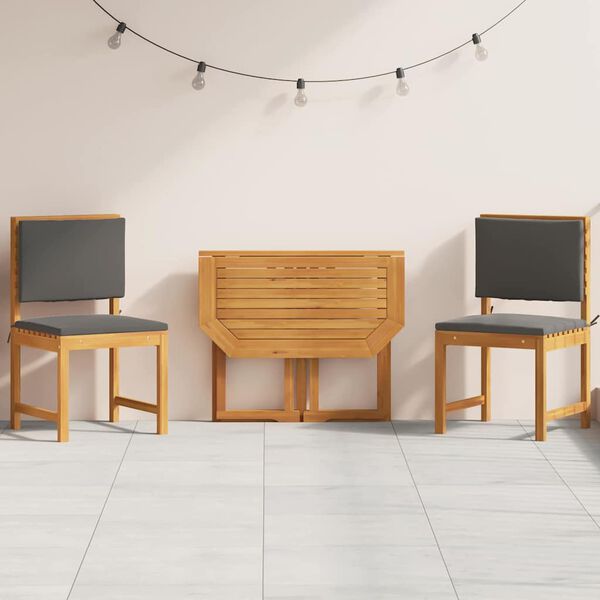 vidaXL Ensemble bistro de jardin 3 pcs Marron Bois d'Acacia Massif