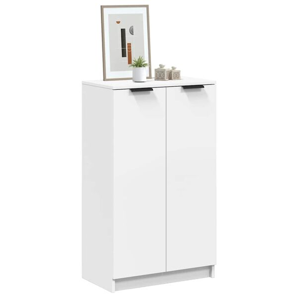 vidaXL Armoire &agrave; chaussures Blanc 59x35x100,5 cm Bois d'ing&eacute;nierie