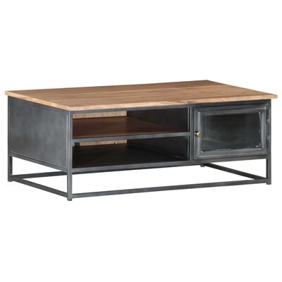 vidaXL Table basse Gris 90x50x35 cm Bois d'acacia massif