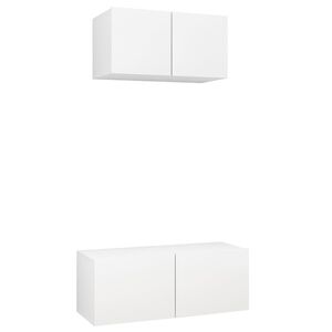 vidaXL Ensemble de meubles TV 2 pcs Blanc Bois d'ing&eacute;nierie