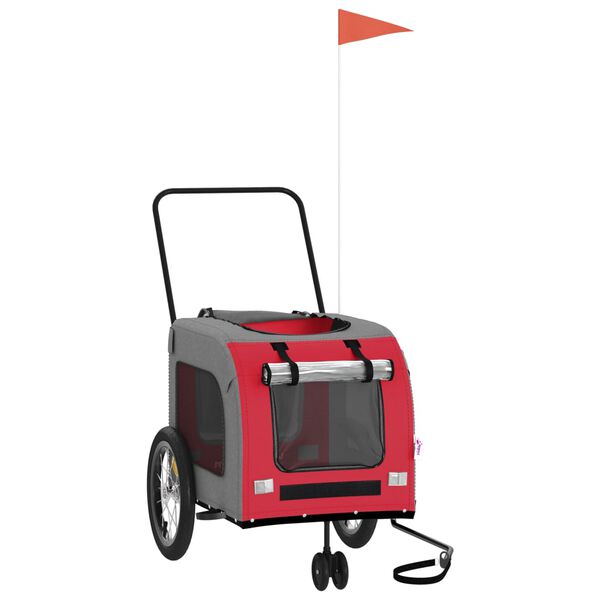 vidaXL Remorque de vélo pour animaux de compagnie rouge et gris