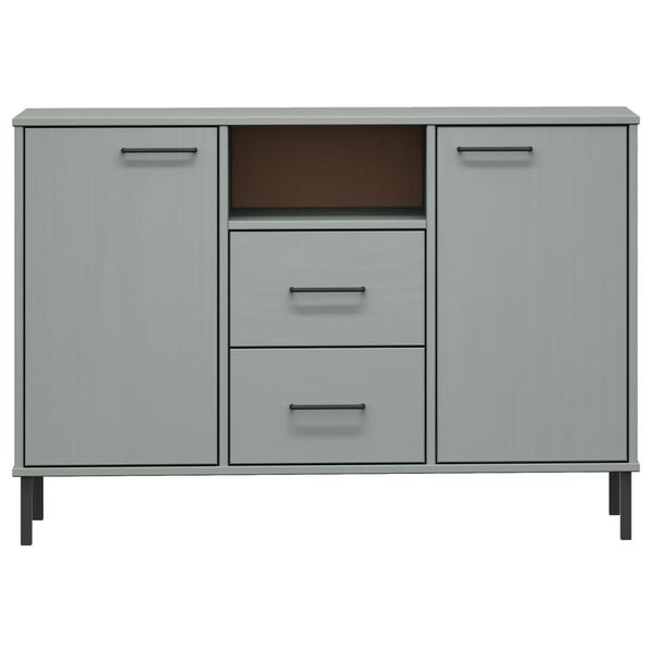 vidaXL Buffet avec pieds en m&eacute;tal Gris 113x40x77 cm Bois massif OSLO