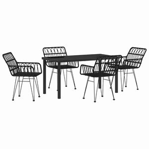 vidaXL Ensemble de salle &agrave; manger pour jardin 5 pcs Noir