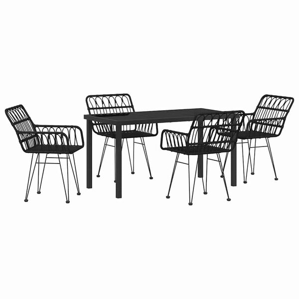 vidaXL Ensemble de salle &agrave; manger pour jardin 5 pcs Noir