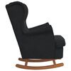 vidaXL Fauteuil &agrave; bascule &agrave; oreilles en velours noir bois massif