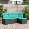 vidaXL Tabouret de jardin avec coussin noir 55x55x37 cm r&eacute;sine tress&eacute;e