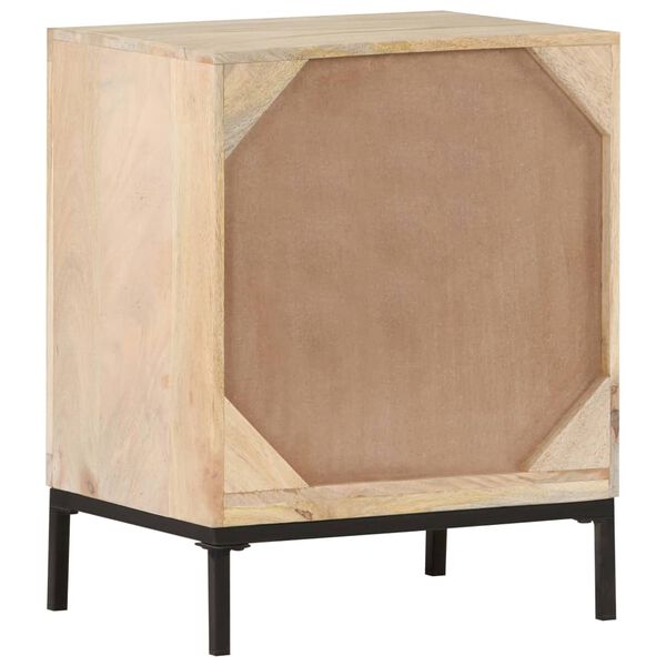 vidaXL Table de chevet 40x30x50 cm Bois de manguier et canne naturelle