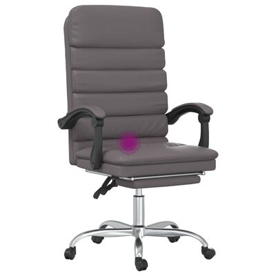 vidaXL Fauteuil de massage inclinable de bureau gris similicuir