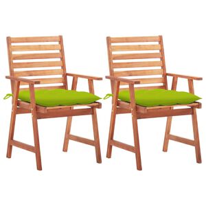 vidaXL Chaises &agrave; manger d'ext&eacute;rieur lot de 2 et coussins Acacia massif
