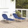 vidaXL Chaise longue pliable avec auvent acier et tissu bleu
