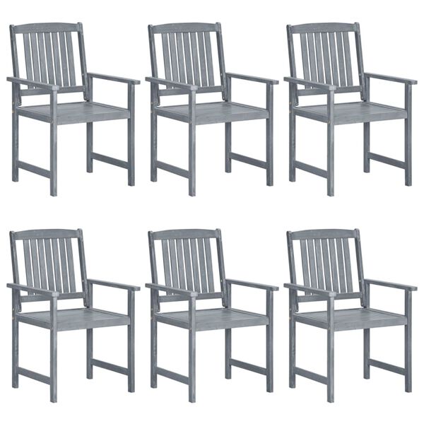 vidaXL Chaises de jardin et coussins lot de 6 Bois acacia massif Gris