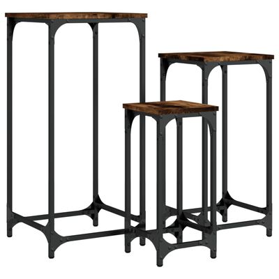 vidaXL Tables d’appoint gigognes 3 pcs chêne fumé bois d'ingénierie