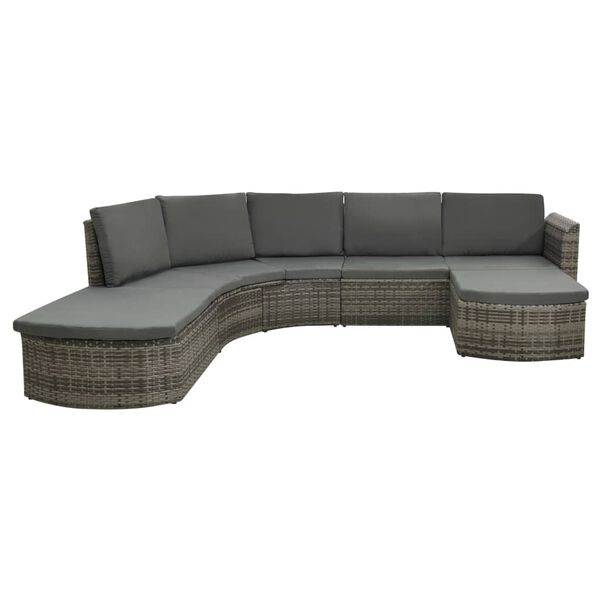 vidaXL Salon de jardin 4 pcs avec coussins résine tressée gris