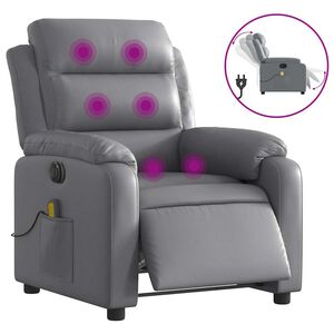 vidaXL Fauteuil inclinable de massage électrique gris similicuir