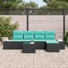 vidaXL Ensemble de canap&eacute; de jardin 5 pcs Noir et turquoise polyrotin