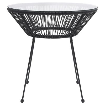 vidaXL Table à manger de jardin Noir Ø70x74 cm Rotin et verre