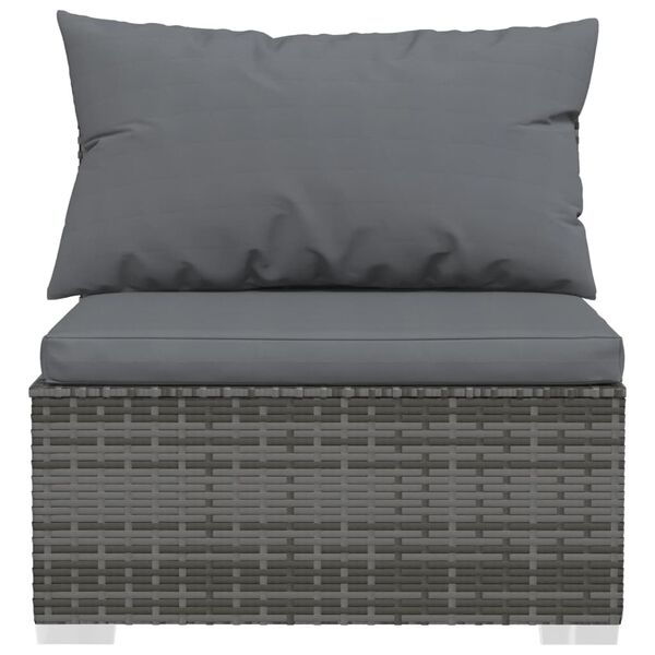 vidaXL Salon de jardin 8 pcs avec coussins R&eacute;sine tress&eacute;e Gris