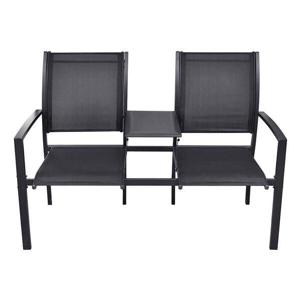 vidaXL Banc de jardin à 2 places 131 cm Acier et textilène Noir