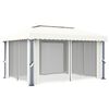 vidaXL Tonnelle avec rideau 4x3 m Blanc cr&egrave;me Aluminium