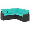 vidaXL Salon de jardin 5 pcs avec coussins noir r&eacute;sine tress&eacute;e