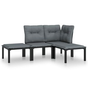 vidaXL Salon de jardin 4 pcs noir et gris r&eacute;sine tress&eacute;e