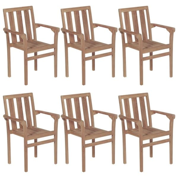 vidaXL Chaises de jardin empilables avec coussins lot de 6 Teck solide