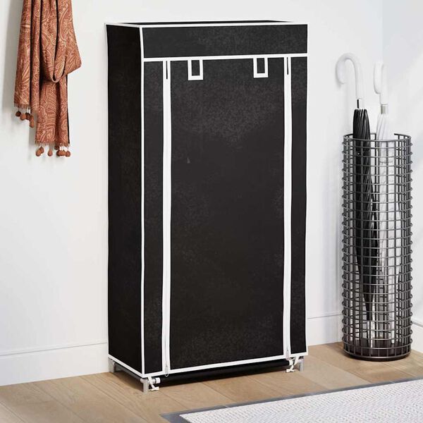 vidaXL Armoire &agrave; chaussures avec housse 58 x 28 x 106 cm Tissu Noir