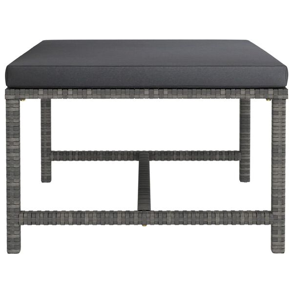 vidaXL Repose-pied sectionnel avec coussin Gris R&eacute;sine tress&eacute;e