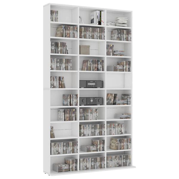 vidaXL Armoire &agrave; CD Blanc 102x16x177,5 cm Bois d'ing&eacute;nierie