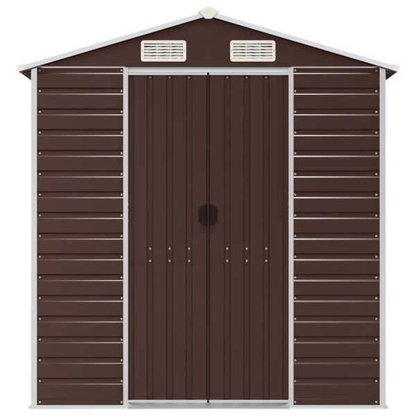 vidaXL Abri de jardin marron 191 x 470 x 198 cm en acier galvanis&eacute;