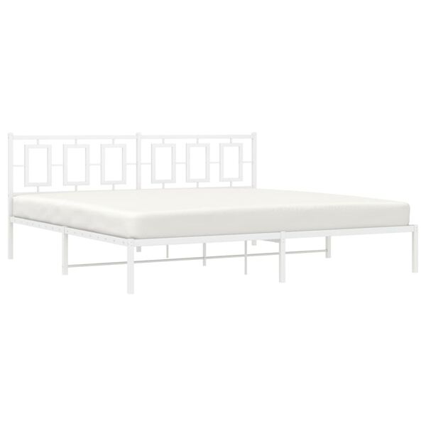 vidaXL Cadre de lit m&eacute;tal sans matelas et t&ecirc;te de lit blanc 193x203 cm
