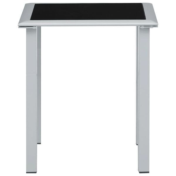 vidaXL Table de jardin Noir et argenté 41x41x45 cm Acier et verre