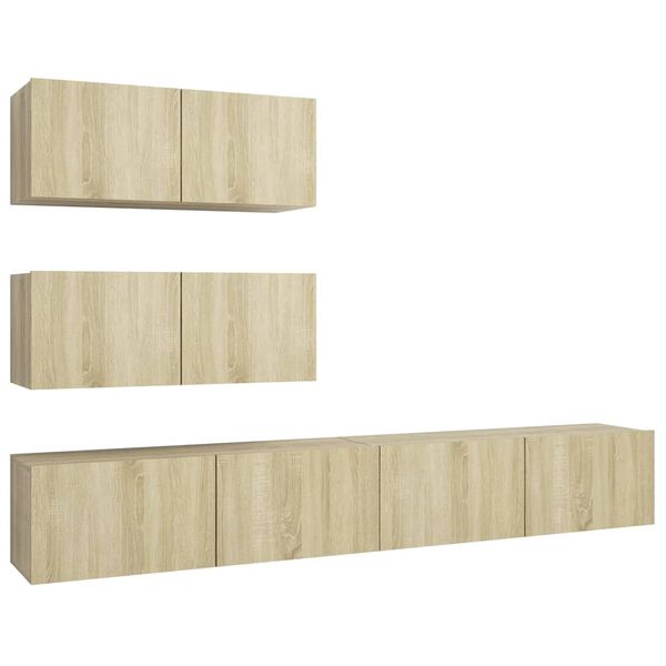 vidaXL Ensemble de meuble TV 4 pcs Ch&ecirc;ne sonoma Bois d'ing&eacute;nierie