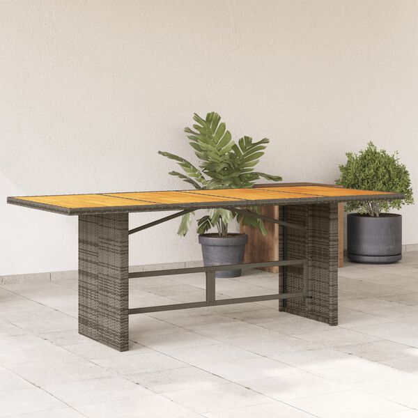 vidaXL Table de jardin et dessus en bois d'acacia gris r&eacute;sine tress&eacute;e