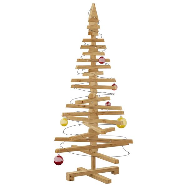 vidaXL Arbre de No&euml;l en bois Marron 120 cm Bois massif en pin
