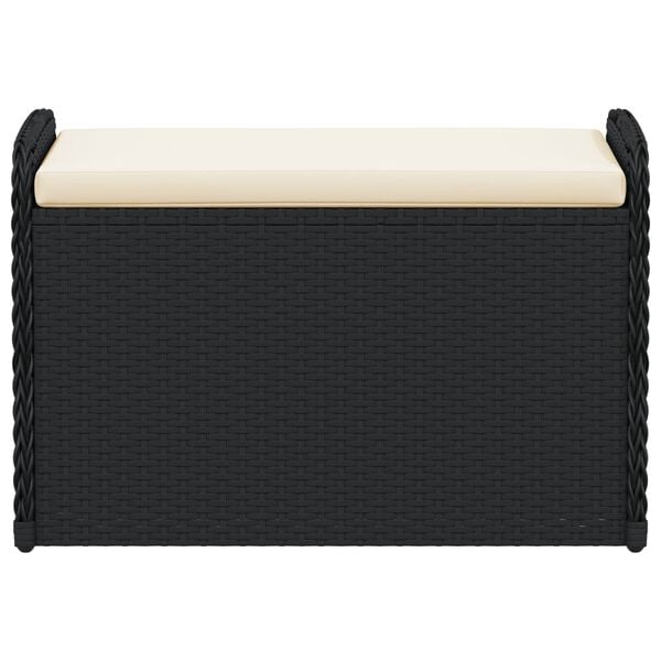 vidaXL Banc de rangement avec coussin noir 80x51x52 cm résine tressée