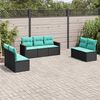 vidaXL Salon de jardin 7 pcs avec coussins noir r&eacute;sine tress&eacute;e