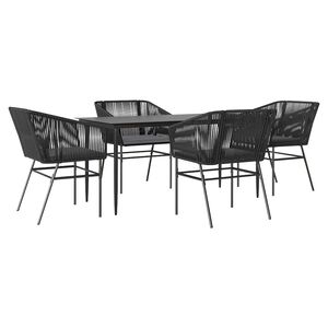 vidaXL Ensemble &agrave; manger de jardin et coussins 5 pcs noir rotin verre
