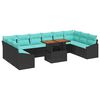 vidaXL Ensemble de canap&eacute; de jardin 11 pcs Noir Poly rotin