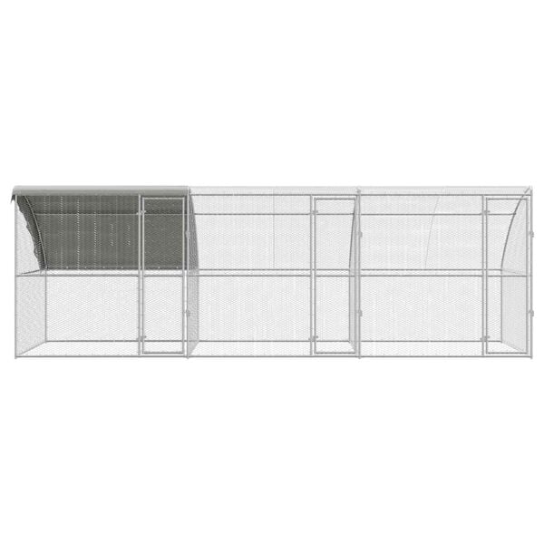 vidaXL Cage &agrave; poules 3 pcs Argent&eacute; 600 x 200 x 200 cm Acier et PE