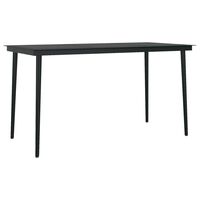 vidaXL Table à dîner de jardin Noir 140x70x74 cm Acier et verre