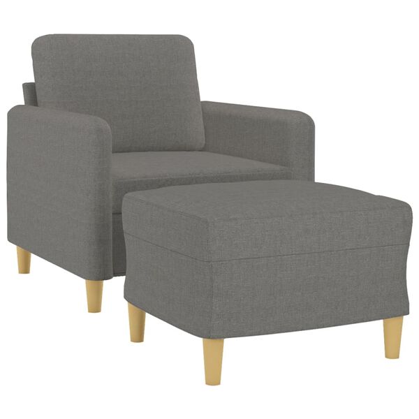 vidaXL Fauteuil avec repose-pied Gris fonc&eacute; 60 cm Tissu