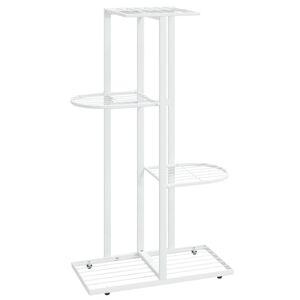 vidaXL Support pour plantes 4 niveaux 43x22x76 cm Blanc M&eacute;tal
