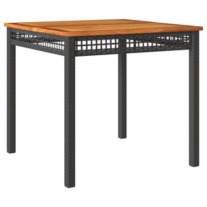 vidaXL Table de jardin noir 80x80x75 cm r&eacute;sine tress&eacute;e et bois acacia