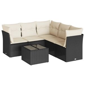 vidaXL Salon de jardin 6 pcs avec coussins noir r&eacute;sine tress&eacute;e